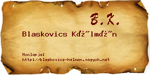 Blaskovics Kálmán névjegykártya